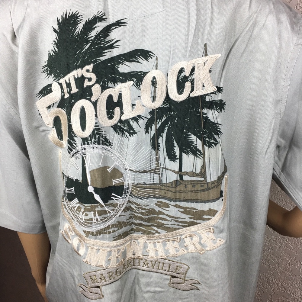 100% Silk It’s 5:00 Somewhere shirt Margaritaville Jimmy Buffett
